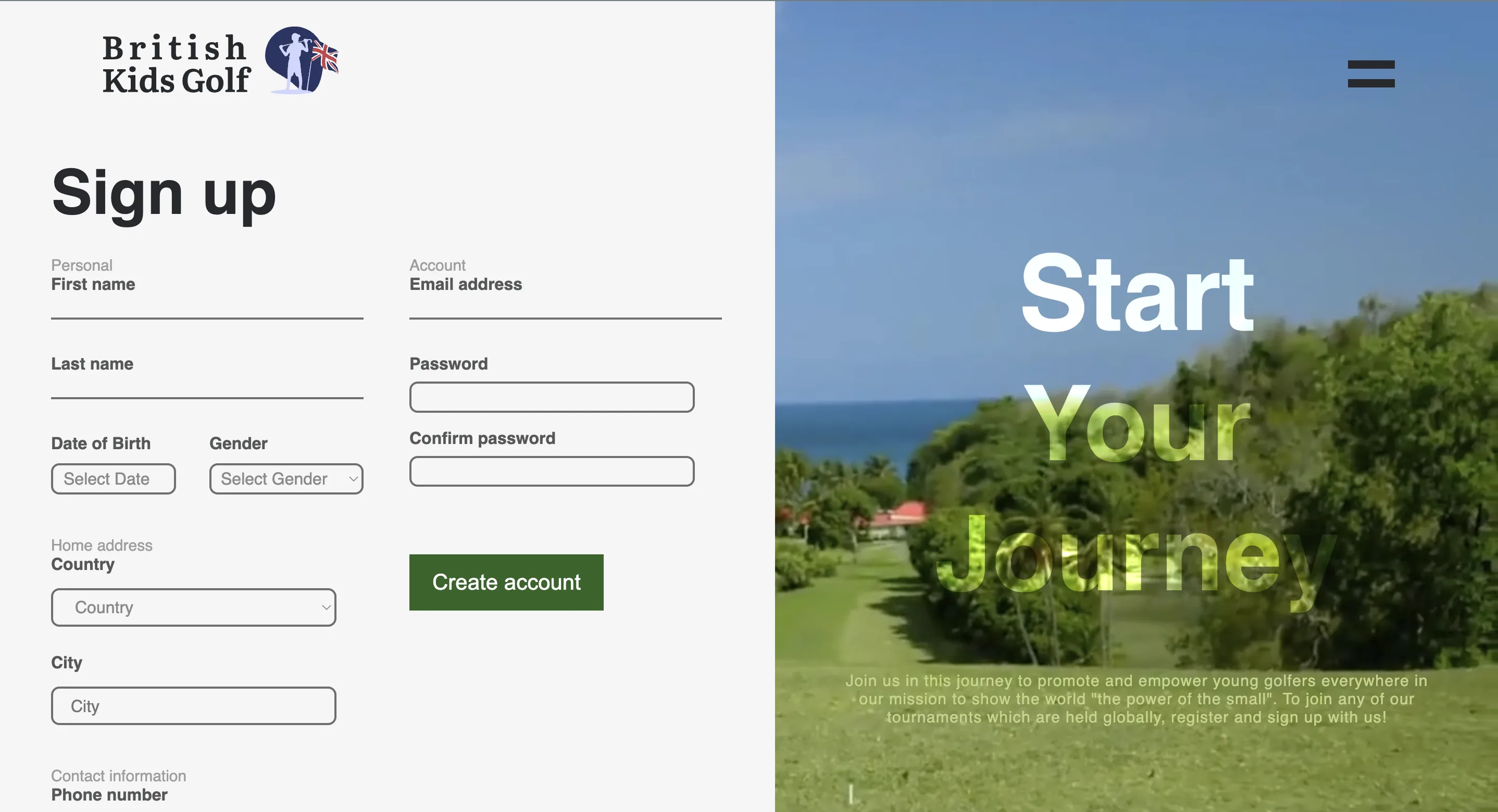 Golf Club website screenshot